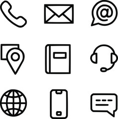 Contact Us Outline Icon Set  Communication, Support, and Customer Service SymbolsContact Us Outline Icon Set  Communication, Support, and Customer Service Symbols