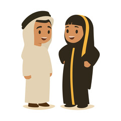 Happy Middle Eastern Children in Traditional Arabic Clothing