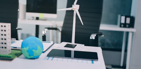 Group of businesspeople in team brainstorm meeting discussion on ESG (Environmental, social,...