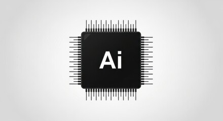 Modern black ai chip with intricate pins representing artificial intelligence and advanced technology