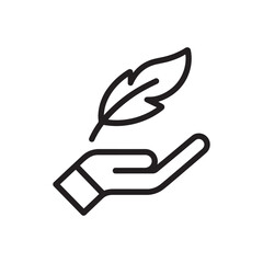 Obraz premium Gentle touch icon of a hand holding a feather