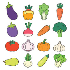Vector style drawing of vegetable set
