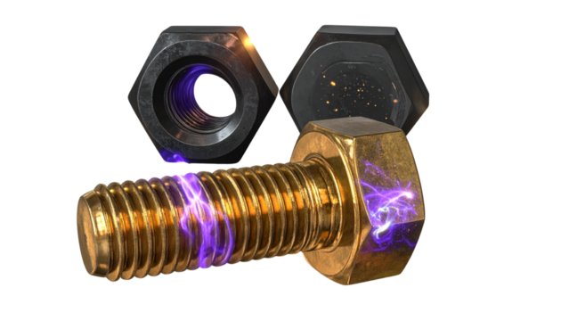 Two futuristic mechanical fastener designs bundle isolated on transparent background