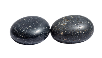 Dark grey speckled stone variations collection isolated on transparent background