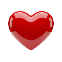 Shiny red heart isolated on transparent background, symbol of love and passion