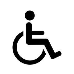 Black and white accessibility symbol for wheelchair users