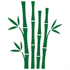 Obraz premium Green Bamboo Plant Stalks Leaves Vector Icon
