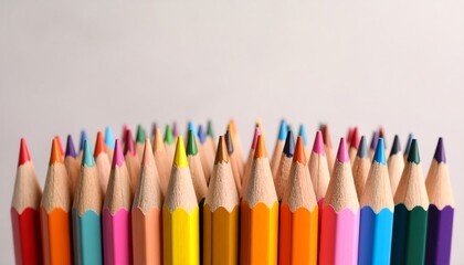 Colorful Pencil Crayons Art Supplies with Education, Creative tools, and Back to school concept.