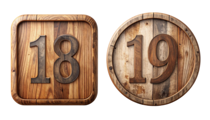  Two vintage wood calendar designs collection isolated on transparent background