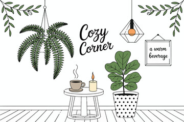 Cozy Corner Scene Illustration