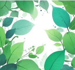 green leaves with blue water droplets, eco-friendly concept