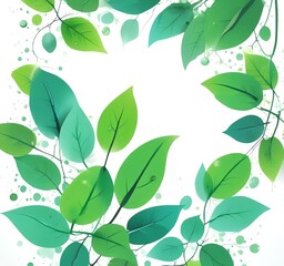 green leaves with blue water droplets, eco-friendly concept