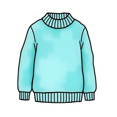 cyan cozy sweatshirt watercolor illustration