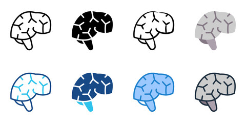 Brain icon set multiple style collection 
