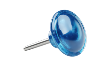 Close Up Shot of a Blue Knob with Silver Stem on Transparent Background