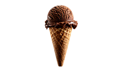 A delectable chocolate ice cream cone isolated on transparent background, perfect for satisfying your sweet tooth on a hot summer day
