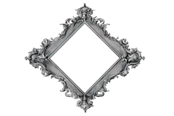 Ornamental Diamond Frame With Elaborate Floral Details and a Transparent Background