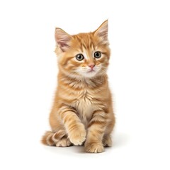 Obraz premium Adorable orange tabby kitten sitting with one paw raised