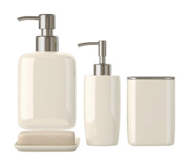 Obraz premium Elegant bathroom accessories set modern home product minimalist isolated on transparent background