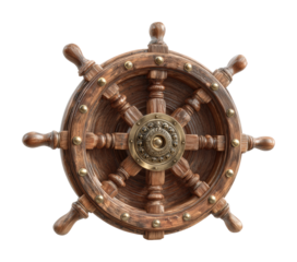 Sailing adventure vintage ship wheel nautical home isolated on transparent background