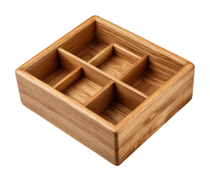 Stylish bamboo organizer home office storage box minimalist design isolated on transparent background