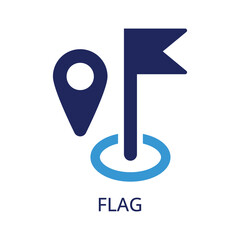 Location pin and flag icon for navigation and geo services isolated on transparent background Vector