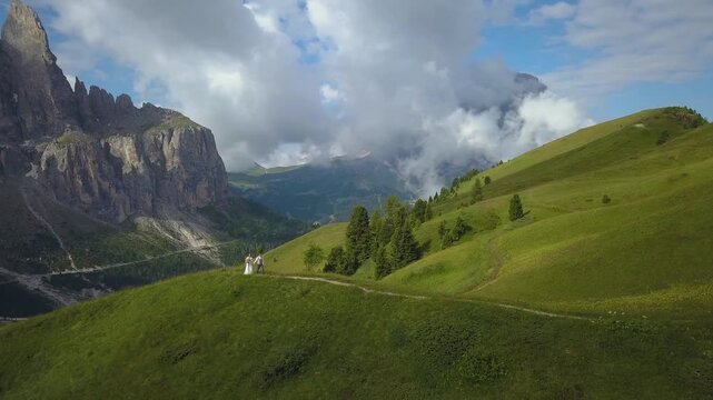 Aerial view Dolomites in northeastern Italy
