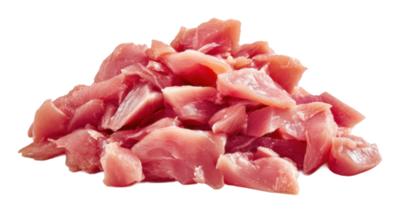 Diced pork chunks preparation kitchen food culinary isolated on transparent background