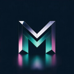 "Futuristic Geometric Letter M Logo with Gradient Light Reflection"