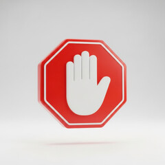 3d stop sign icon isolated on transparent background isolated on white background