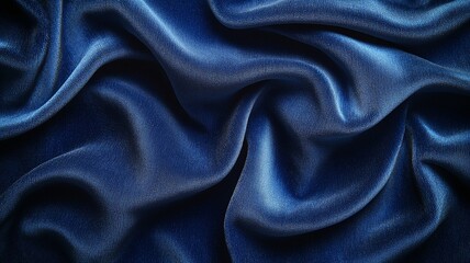 Fototapeta premium Luxury Blue Silk Fabric Fold Texture Background for Fashion Design and Textile Decoration