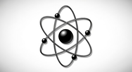 Stylized Atom Model Illustration on White Background