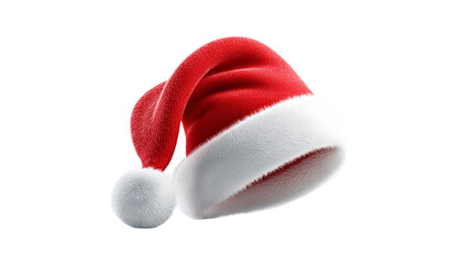 3D red Santa hat icon on white background high resolution transparent PNG clipart for Christmas social media posts stickers overlays and festive designs