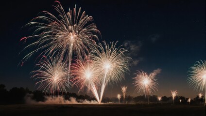 Spectacular Fireworks Display Illuminating the Night Sky.