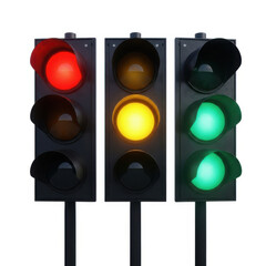 3d traffic lights isolated on transparent background isolated on white background