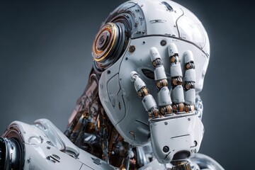 Fototapeta premium Robot cyborg ai artificial intelligence futuristic technology concept art