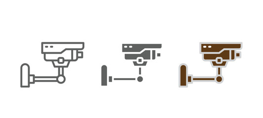 Modern CCTV Security Camera Icon Set