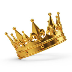 3d golden crown isolated on transparent background isolated on white background