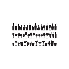 Collection of silhouette drinkware and bottles