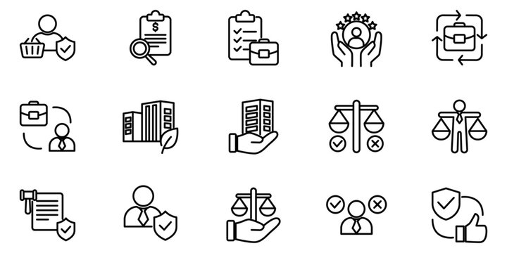 Icon Set for Business Compliance and Ethical Practices