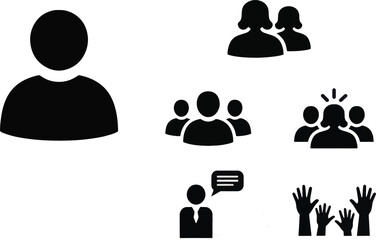 Teamwork & Communication Diverse Crowd Icons for Collaboration and Engagement