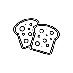 Two Slices of Bread Icon Set Representing Bakery Fresh Food Staple Ingredient in Outline Style