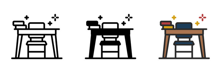 Classroom Desk is where students focus, write, and learn, symbolizing a space of concentration and discovery.