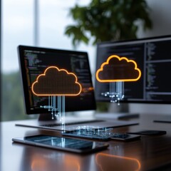 Seamless cloud integration connecting digital devices with innovative technology for modern business solutions and data management.