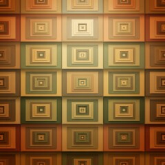 Abstract geometric pattern of nested squares in warm earth tones.