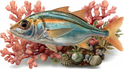 Colorful Fish Among Vibrant Coral Reef in Underwater Scene