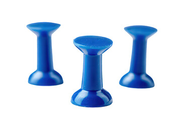 Three Blue Plastic Stools Isolated Against a Transparent Background