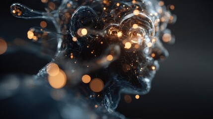 Abstract illustration of a human head with neural network connections