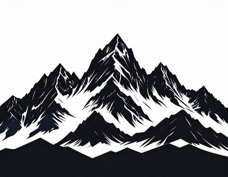 A black silhouette of a mountain range on a white Background - Powered by Adobe