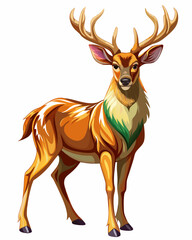 Fototapeta premium Deer ,full body , real print Style, white background